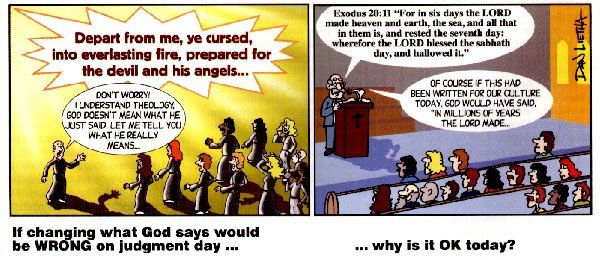 Cartoon - Preacher misinterpreting God's Word